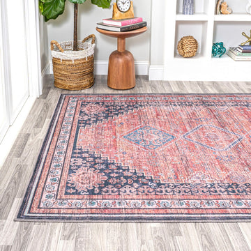 Dalyan Geometric Medallions Washable Area Rug